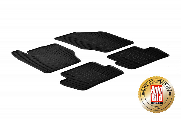 Design Gummi Fußmatten passend für Citroen C4 BJ. 11.2010-05.2018 4 tlg mit erhöhtem Rand Farbe Schwarz Gummimatten Automatten passgenau