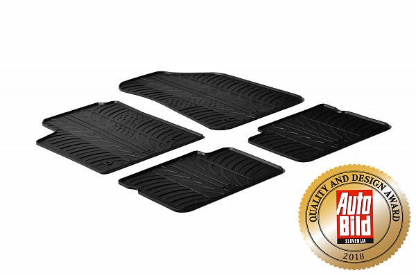 Custom Fit Rubber Floor Mats Compatible With Lancia Delta 09.2008-06.2011 4 Pcs Set, With Raised Edge, Award Winning Design, Black Colour, Precision-Fit Rubber Car Mats