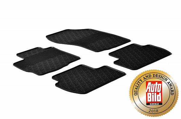 Design Gummi Fußmatten passend für Citroen C-Crosser BJ. 09.2007-05.2012 4 tlg mit erhöhtem Rand Farbe Schwarz Gummimatten Automatten passgenau