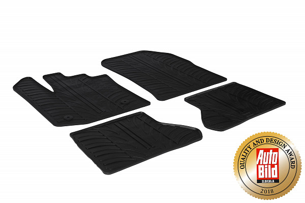 Design Gummi Fußmatten passend für Dacia Dokker, Dokker Stepway und Dokker Express BJ. 12.2012-11.2020 4 tlg mit erhöhtem Rand Farbe Schwarz Gummimatten Automatten passgenau