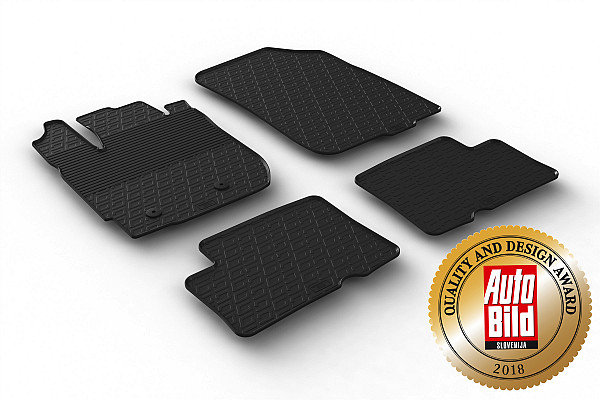 Custom Fit Rubber Floor Mats Compatible With Dacia Duster (Facelift) 11.2013-12.2017 4 Pcs Set, With Raised Edge, Award Winning Design, Black Colour, Precision-Fit Rubber Car Mats
