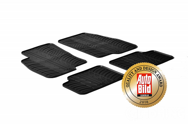 Custom Fit Rubber Floor Mats Compatible With Fiat Grande Punto 10.2005-09.2009 4 Pcs Set, With Raised Edge, Award Winning Design, Black Colour, Precision-Fit Rubber Car Mats