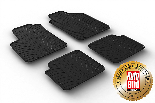 Custom Fit Rubber Floor Mats Compatible With Fiat 500, Abarth 500, 500 C 07.2015-08.2024 4 Pcs Set, With Raised Edge, Award Winning Design, Black Colour, Precision-Fit Rubber Car Mats