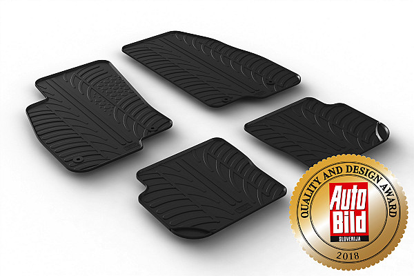 Custom Fit Rubber Floor Mats Compatible With Fiat Punto 01.2012-08.2018 2 Pcs Set, With Raised Edge, Award Winning Design, Black Colour, Precision-Fit Rubber Car Mats