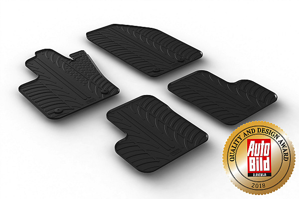 Custom Fit Rubber Floor Mats Compatible With Fiat 500X 01.2015-> 4 Pcs Set, With Raised Edge, Award Winning Design, Black Colour, Precision-Fit Rubber Car Mats