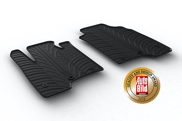 Design Gummi Fußmatten passend für Fiat Panda Van (Kastenwagen) ab BJ. 03.2012-> 2 tlg mit erhöhtem Rand Farbe Schwarz Gummimatten Automatten passgenau