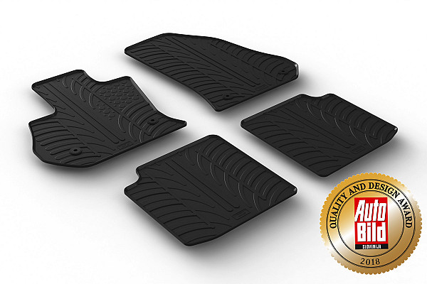Custom Fit Rubber Floor Mats Compatible With Fiat 500L 07.2017-08.2019 4 Pcs Set, With Raised Edge, Award Winning Design, Black Colour, Precision-Fit Rubber Car Mats