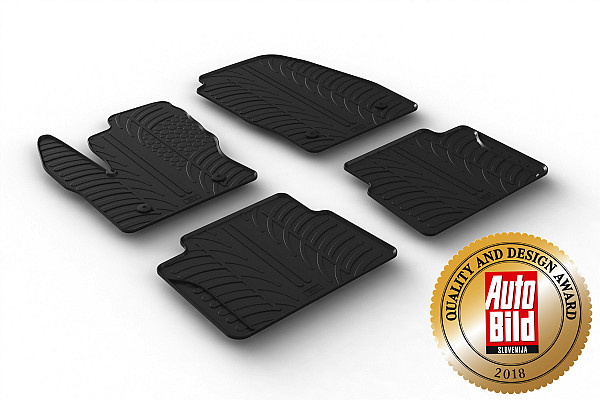Custom Fit Rubber Floor Mats Compatible With Ford Transit Connect Estate & Cargo (L1, L2) 08.2014-> 2 Pcs Set, With Raised Edge, Award Winning Design, Black Colour, Precision-Fit Rubber Car Mats