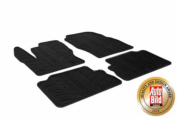 Design Gummi Fußmatten passend für Ford Kuga BJ. 03.2013-01.2017 4 tlg mit erhöhtem Rand Farbe Schwarz Gummimatten Automatten passgenau