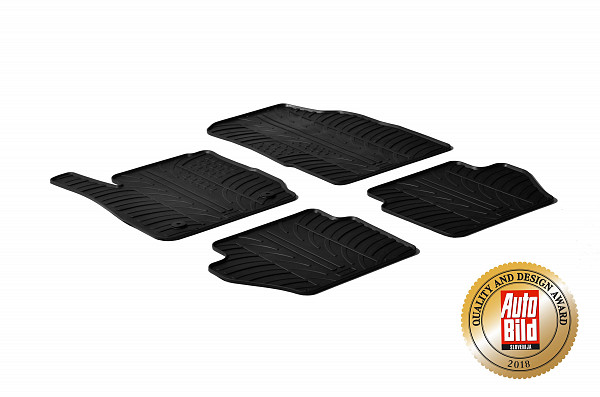 Design Gummi Fußmatten passend für Ford Fiesta und Fiesta ST BJ. 10.2008-06.2017 4 tlg mit erhöhtem Rand Farbe Schwarz Gummimatten Automatten passgenau