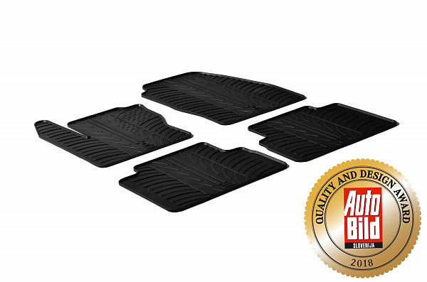 Design Gummi Fußmatten passend für Ford C-Max BJ. 11.2010-05.2015 4 tlg mit erhöhtem Rand Farbe Schwarz Gummimatten Automatten passgenau