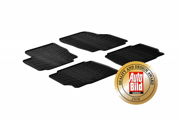 Design Gummi Fußmatten passend für Ford Mondeo Fließheck und Turnier (Kombi) BJ. 06.2007-11.2010 4 tlg mit erhöhtem Rand Farbe Schwarz Gummimatten Automatten passgenau