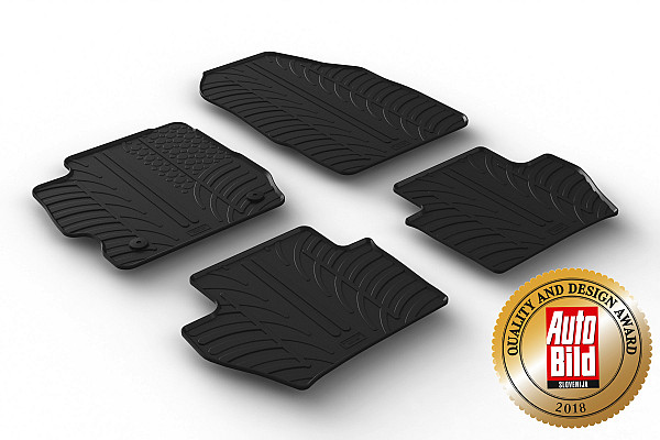 Custom Fit Rubber Floor Mats Compatible With Ford KA+ 10.2016-01.2020 4 Pcs Set, With Raised Edge, Award Winning Design, Black Colour, Precision-Fit Rubber Car Mats