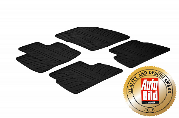 Design Gummi Fußmatten passend für Honda Civic Schrägheck BJ. 01.2006-12.2011 4 tlg mit erhöhtem Rand Farbe Schwarz Gummimatten Automatten passgenau