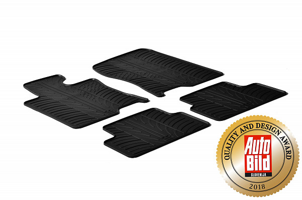Design Gummi Fußmatten passend für Honda Accord Limousine und Tourer (Kombi) BJ. 09.2008-06.2015 4 tlg mit erhöhtem Rand Farbe Schwarz Gummimatten Automatten passgenau
