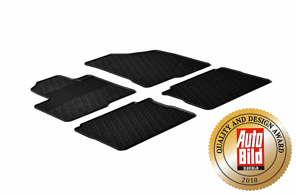 Custom Fit Rubber Floor Mats Compatible With Hyundai Santa Fe 03.2006-09.2012 4 Pcs Set, With Raised Edge, Award Winning Design, Black Colour, Precision-Fit Rubber Car Mats