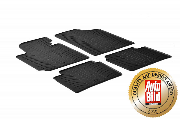 Custom Fit Rubber Floor Mats Compatible With Hyundai Veloster 08.2011-12.2016 4 Pcs Set, With Raised Edge, Award Winning Design, Black Colour, Precision-Fit Rubber Car Mats