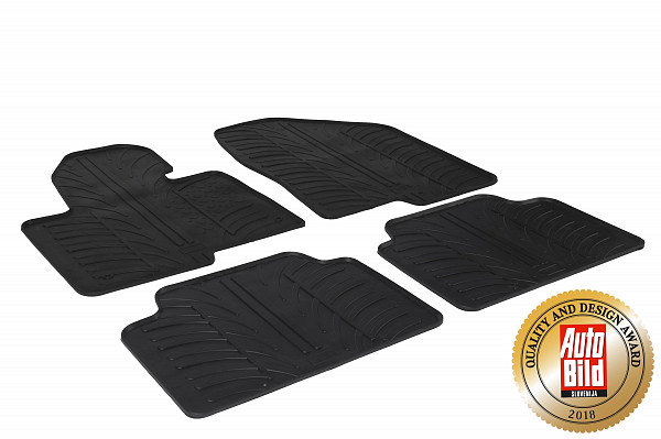 Design Gummi Fußmatten passend für Hyundai Santa Fe BJ. 10.2012-08.2018 4 tlg mit erhöhtem Rand Farbe Schwarz Gummimatten Automatten passgenau