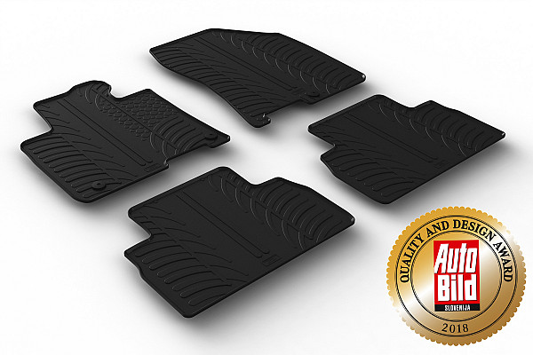 Custom Fit Rubber Floor Mats Compatible With Hyundai Santa Fe 08.2018-12.2020 4 Pcs Set, With Raised Edge, Award Winning Design, Black Colour, Precision-Fit Rubber Car Mats