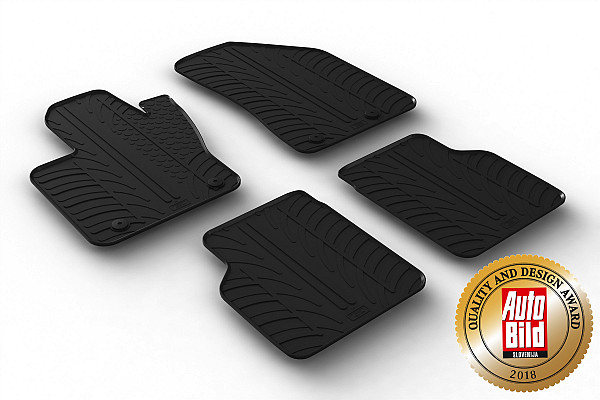 Custom Fit Rubber Floor Mats Compatible With Jeep Compass 07.2017-> 4 Pcs Set, With Raised Edge, Award Winning Design, Black Colour, Precision-Fit Rubber Car Mats
