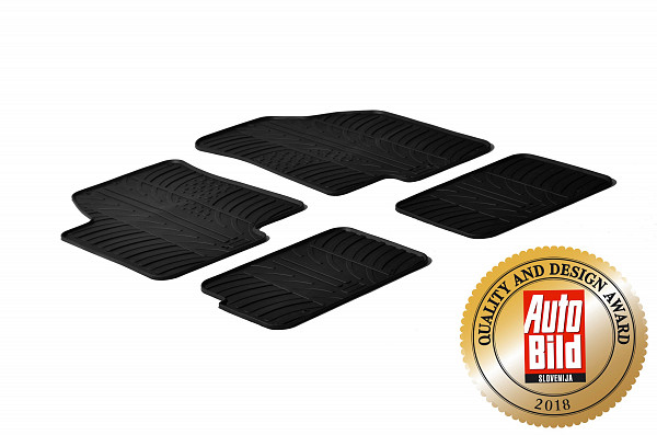 Design Gummi Fußmatten passend für Kia Soul BJ. 02.2009-02.2014 4 tlg mit erhöhtem Rand Farbe Schwarz Gummimatten Automatten passgenau
