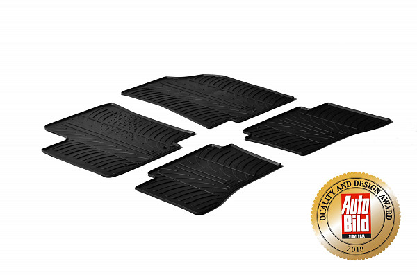 Custom Fit Rubber Floor Mats Compatible With Kia Rio 09.2011-12.2016 5 Pcs Set, With Raised Edge, Award Winning Design, Black Colour, Precision-Fit Rubber Car Mats
