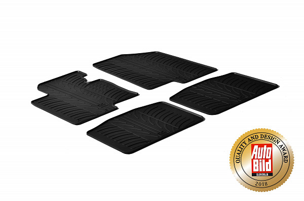 Design Gummi Fußmatten passend für Kia Optima Limousine BJ. 03.2012-10.2015 4 tlg mit erhöhtem Rand Farbe Schwarz Gummimatten Automatten passgenau