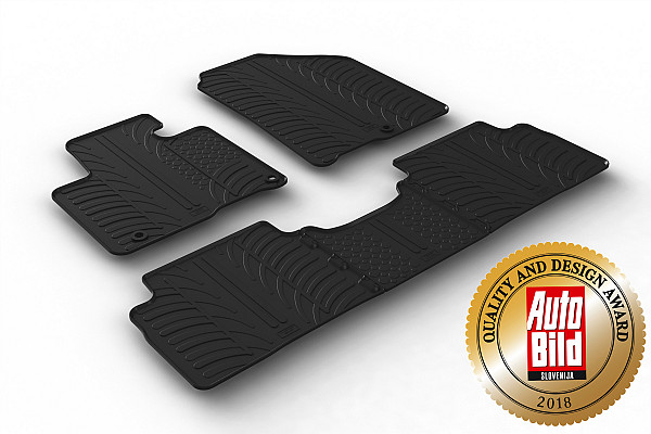 Custom Fit Rubber Floor Mats Compatible With Kia Sorento 03.2015-08.2020 4 Pcs Set, With Raised Edge, Award Winning Design, Black Colour, Precision-Fit Rubber Car Mats