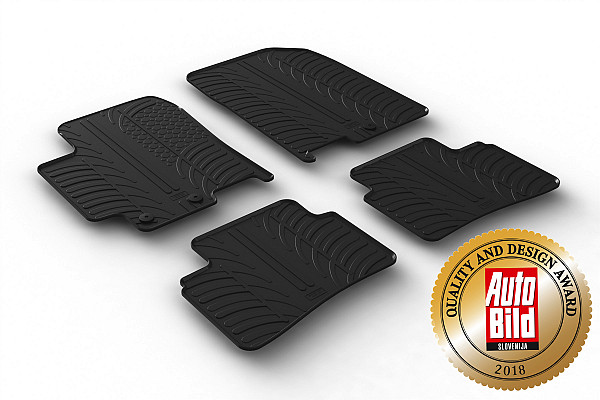 Custom Fit Rubber Floor Mats Compatible With Kia Rio 01.2017-04.2023 5 Pcs Set, With Raised Edge, Award Winning Design, Black Colour, Precision-Fit Rubber Car Mats