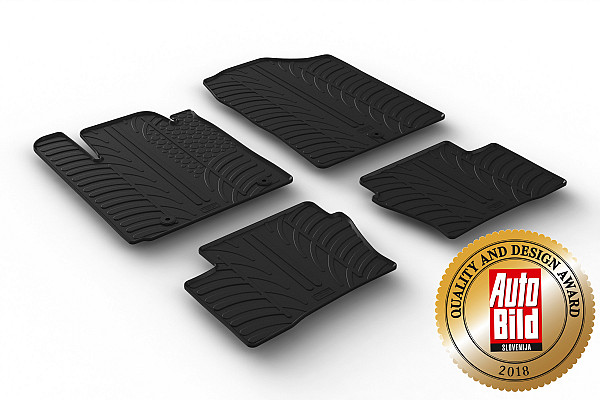 Custom Fit Rubber Floor Mats Compatible With Kia Picanto 05.2017-> 4 Pcs Set, With Raised Edge, Award Winning Design, Black Colour, Precision-Fit Rubber Car Mats