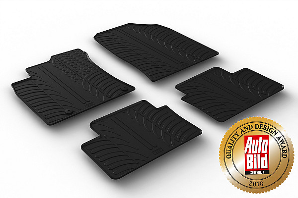 Custom Fit Rubber Floor Mats Compatible With Kia Ceed Hatchback, Sportswagon, ProCeed 06.2018-> 4 Pcs Set, With Raised Edge, Award Winning Design, Black Colour, Precision-Fit Rubber Car Mats