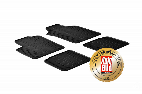 Design Gummi Fußmatten passend für Lancia Ypsilon BJ. 07.2011-02.2017 4 tlg mit erhöhtem Rand Farbe Schwarz Gummimatten Automatten passgenau