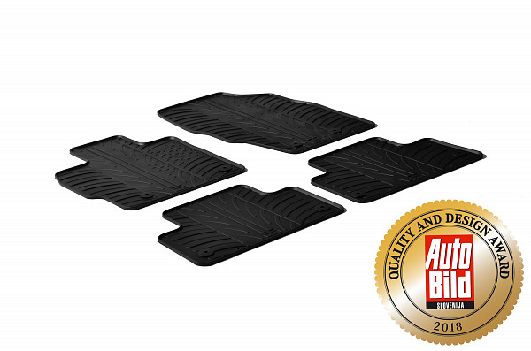 Design Gummi Fußmatten passend für Mazda CX-7 mit Benzinmotor BJ. 10.2007-09.2013 4 tlg mit erhöhtem Rand Farbe Schwarz Gummimatten Automatten passgenau