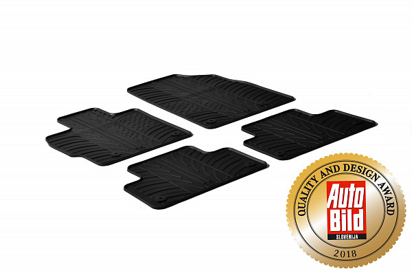 Design Gummi Fußmatten passend für Mazda CX-7 mit Dieselmotor BJ. 10.2007-09.2013 4 tlg mit erhöhtem Rand Farbe Schwarz Gummimatten Automatten passgenau