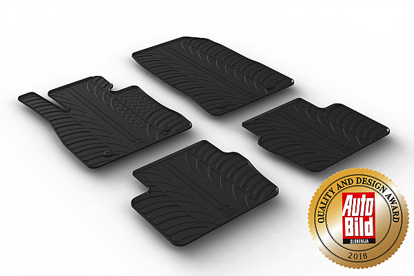 Custom Fit Rubber Floor Mats Compatible With Mazda 2 02.2015-> 4 Pcs Set, With Raised Edge, Award Winning Design, Black Colour, Precision-Fit Rubber Car Mats