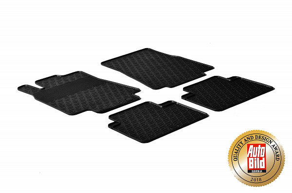 Design Gummi Fußmatten passend für Mercedes Benz A W169 BJ. 09.2004-08.2012 4 tlg mit erhöhtem Rand Farbe Schwarz Gummimatten Automatten passgenau