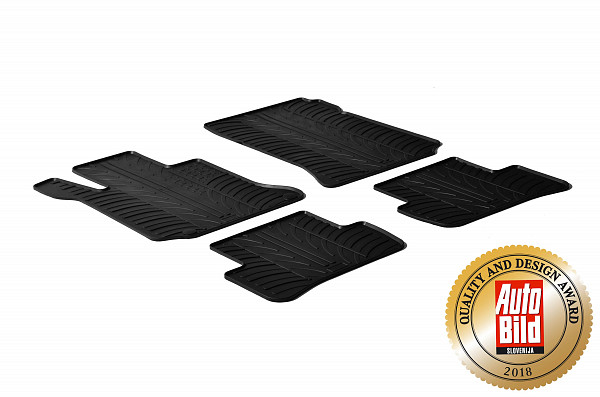 Design Gummi Fußmatten passend für Mercedes Benz C Klasse Limousine und T Modell (Kombi) W204/S204/C204 BJ. 10.2007-07.2014 4 tlg mit erhöhtem Rand Farbe Schwarz Gummimatten Automatten passgenau