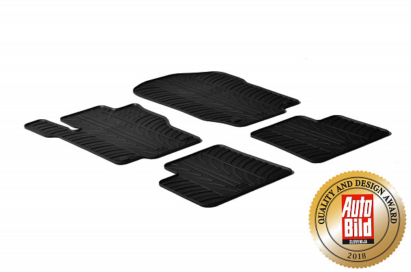 Design Gummi Fußmatten passend für Mercedes Benz M Klasse ML W164 BJ. 07.2005-10.2011 4 tlg mit erhöhtem Rand Farbe Schwarz Gummimatten Automatten passgenau