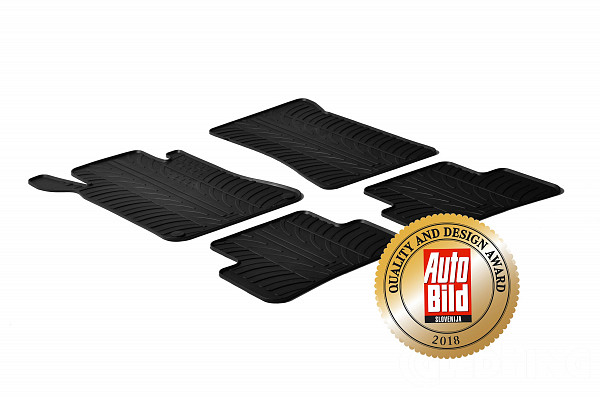 Design Gummi Fußmatten passend für Mercedes Benz C Klasse Limousine und T Modell (Kombi) W203/S203/CL203 BJ. 02.2001-09.2007 4 tlg mit erhöhtem Rand Farbe Schwarz Gummimatten Automatten passgenau