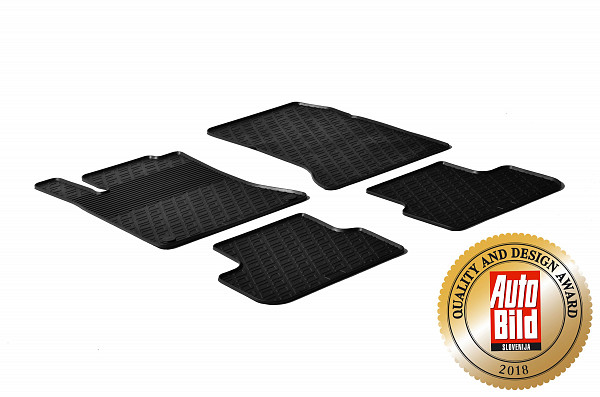 Design Gummi Fußmatten passend für Mercedes Benz B Klasse W246 BJ. 10.2011-01.2019 4 tlg mit erhöhtem Rand Farbe Schwarz Gummimatten Automatten passgenau