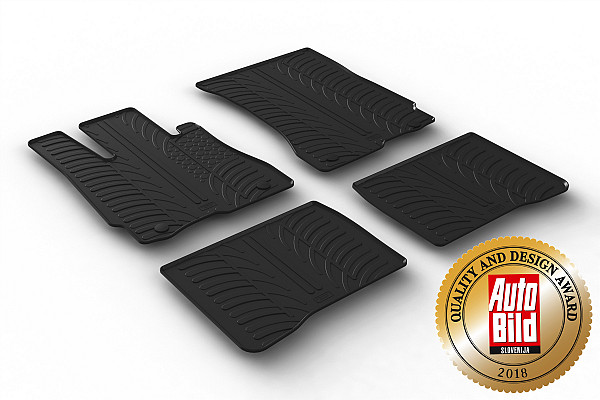 Design Gummi Fußmatten passend für Mercedes Benz S Klasse W221  BJ. 10.2005-08.2013 4 tlg mit erhöhtem Rand Farbe Schwarz Gummimatten Automatten passgenau