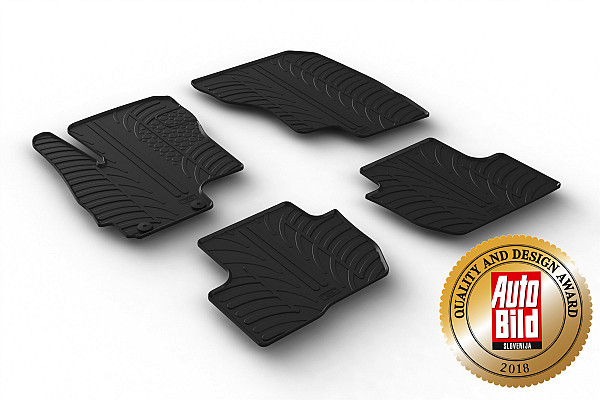Custom Fit Rubber Floor Mats Compatible With Mitsubishi Outlander PHEV (Plug in Hybrid) 10.2012-10.2021 4 Pcs Set, With Raised Edge, Award Winning Design, Black Colour, Precision-Fit Rubber Car Mats