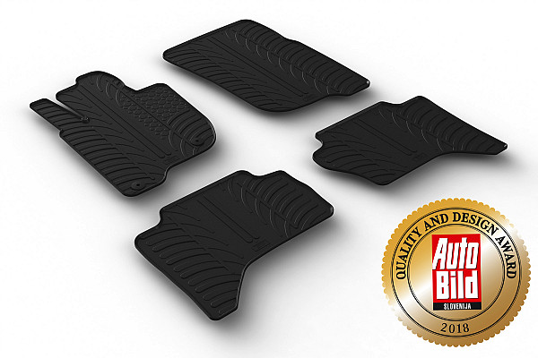Design Gummi Fußmatten passend für Mitsubishi L200 Pick up BJ. 10.2015-08.2019 4 tlg mit erhöhtem Rand Farbe Schwarz Gummimatten Automatten passgenau