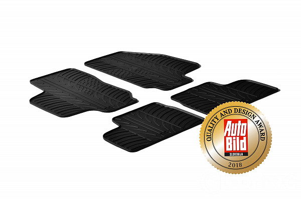 Design Gummi Fußmatten passend für Opel Astra BJ. 03.1998-03.2004 4 tlg mit erhöhtem Rand Farbe Schwarz Gummimatten Automatten passgenau