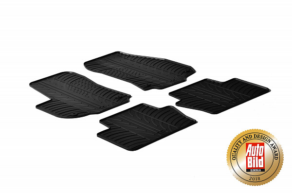 Design Gummi Fußmatten passend für Opel Zafira B Family BJ. 08.2011-12.2014 4 tlg mit erhöhtem Rand Farbe Schwarz Gummimatten Automatten passgenau