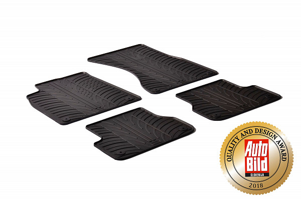 Custom Fit Rubber Floor Mats Compatible With Audi A7, S7, RS7 4G 10.2010-12.2017 4 Pcs Set, With Raised Edge, Award Winning Design, Black Colour, Precision-Fit Rubber Car Mats