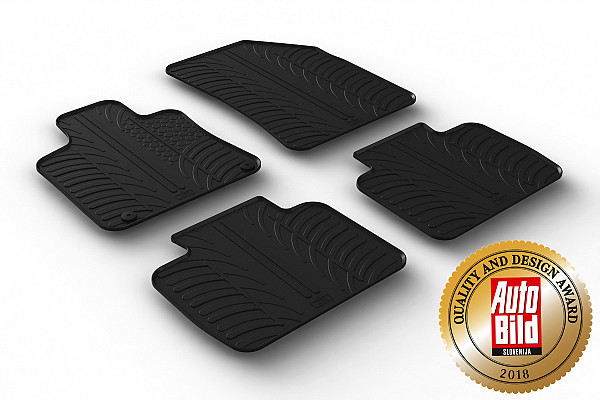 Design Gummi Fußmatten passend für Peugeot 508 Limousine, 508 SW (Kombi) und 508 RXH (Kombi) BJ. 03.2011-03.2018 4 tlg mit erhöhtem Rand Farbe Schwarz Gummimatten Automatten passgenau