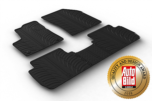 Custom Fit Rubber Floor Mats Compatible With Peugeot 5008 03.2017-05.2024 4 Pcs Set, With Raised Edge, Award Winning Design, Black Colour, Precision-Fit Rubber Car Mats