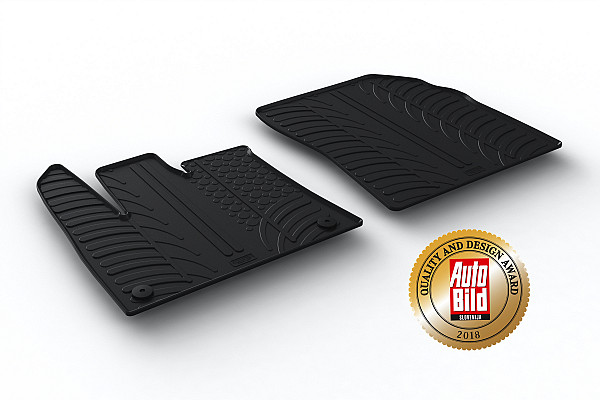 Custom Fit Rubber Floor Mats Compatible With Peugeot Partner (Cargo) With Round Fixings 09.2018-> 2 Pcs Set, With Raised Edge, Award Winning Design, Black Colour, Precision-Fit Rubber Car Mats