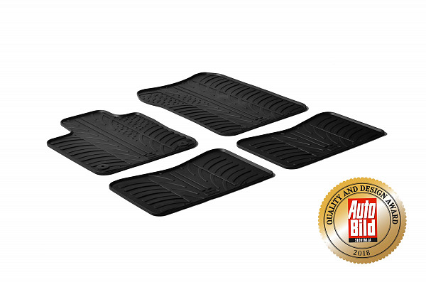 Custom Fit Rubber Floor Mats Compatible With Renault Twingo II 09.2007-07.2014 5 Pcs Set, With Raised Edge, Award Winning Design, Black Colour, Precision-Fit Rubber Car Mats